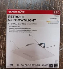 Satco S11821R1 15W LED 5CCT 120V 5-6" Inch Square Downlight Retrofit
