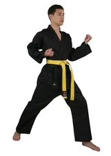 Zen Athletics Yellow Logo 7oz Student Karate Uniform (Black)