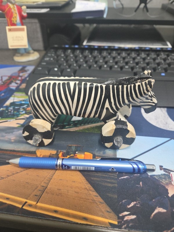Zebra Wood Figure On Wheels figurine animal wood on wheels