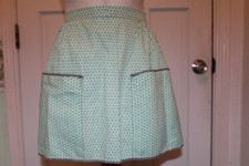VIntage 1950s Green Geometric Handmade Half Apron Big Pockets Farmhouse Granny