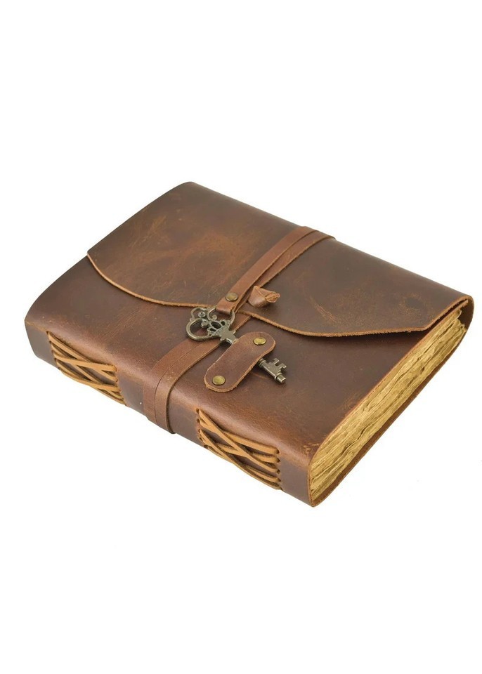 Boîte cadeau ancienne fait main en carton avec serrure pour journal