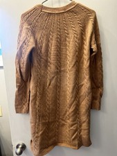 CUTE! Boden Sz 4 Women's Tan Chunky Knit Long Sleeve Wool Blend Sweater Dress