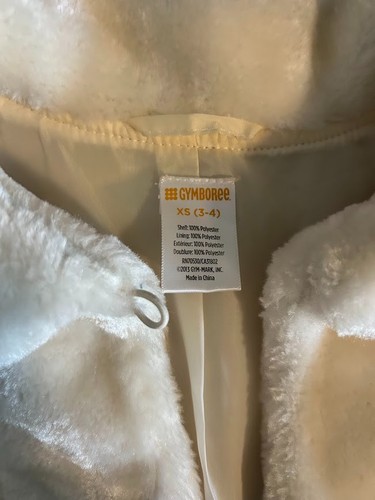 Gymboree Girls White Ivory Winter Faux Fur Coat Jacket Christmas X-Small 3-4 - Picture 6 of 6