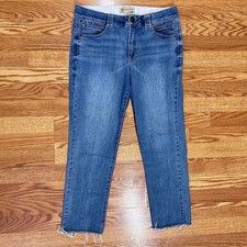 Democracy Women's 12 Ab Technology Straight Leg Jeans Stretch Frayed Edges