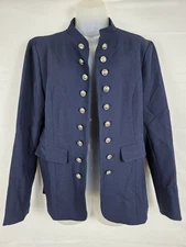 Women's Open Front Long Sleeves Work Blazer Casual Buttons Jacket Suit Size L