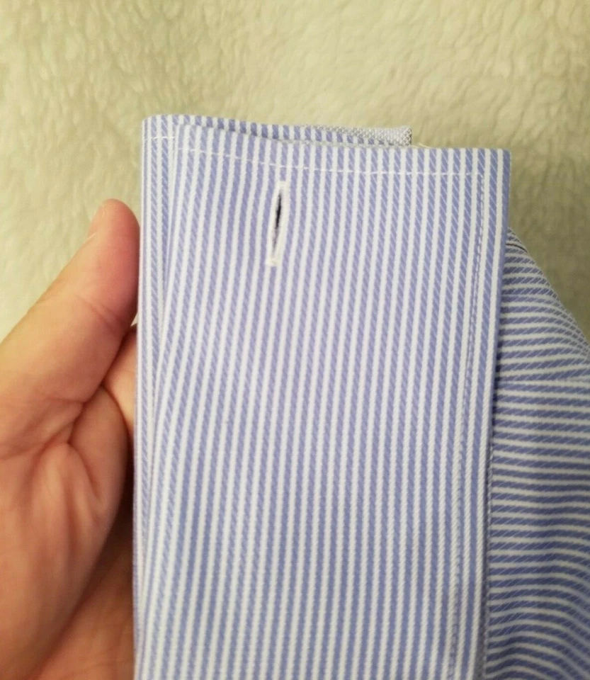 Camisa Egara Hombre Talla 17.5 34/35 Azul Blanco Rayas Foto 4 de 4