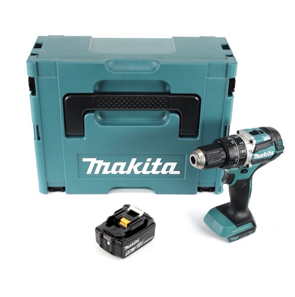 Makita Dhp 484 T1J Akku Schlagbohrschrauber 54 Nm 18 V + 1X Akku 5,0 Ah + Makpac-image
