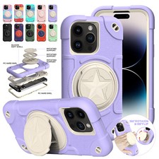 Shockproof Case For iPhone 15 12 Pro 14 Pro Max Silicone Rotating Stand Cover