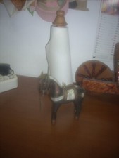 rara scultura antica in legno di cavallino  legno ,rame e madreperla