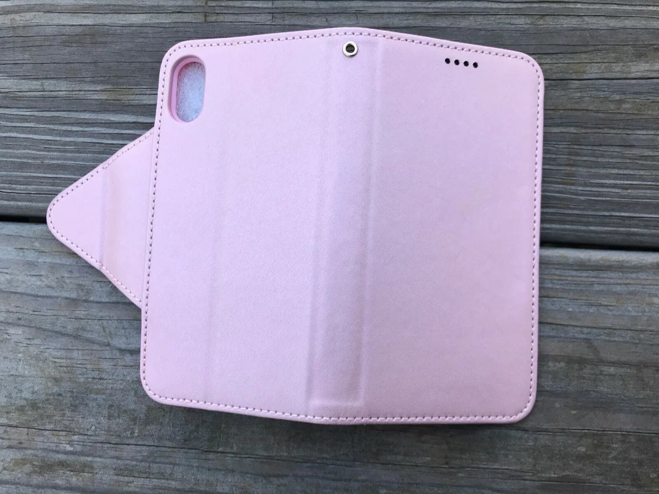 Maxboost iPhone X Wallet Case Cover Pocket Magnetic Book Case Pink - Image 3 of 4