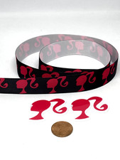 3 Yards Barbie Silhouette 7/8" Grosgrain Ribbon 2 Resins Cake Decoration