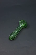 5" Green Web Design TOBACCO Thick Glass Hand Smoking Pipe w/ Carb Hole 