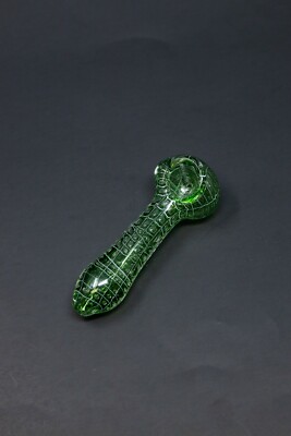 5'' Green Web Design TOBACCO Thick Glass Hand Smoking Pipe w/ Carb Hole 