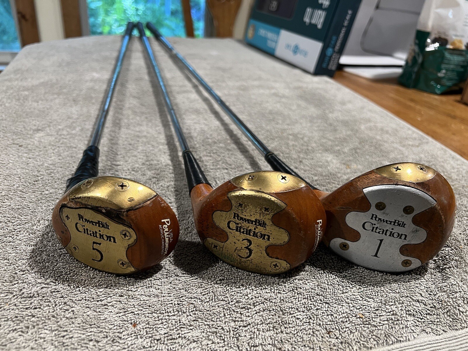 PERSIMMON Powerbilt Citation Golf Clubs set Driver 3 5 Woods S Flex Vintage eBay