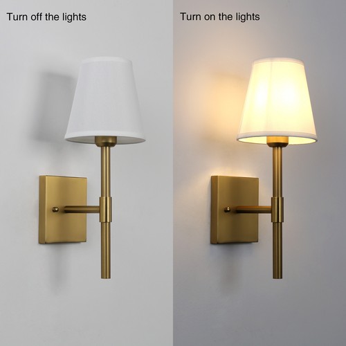Set of 2 Vintage Wall Light Funnel Fabric Shade Sconce Lighting Bedside Lamp - Picture 19 of 36