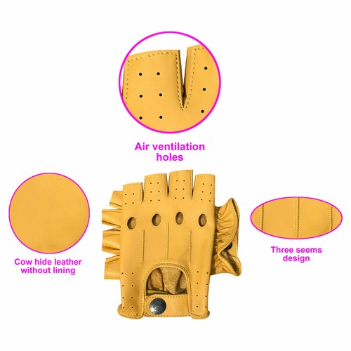 PSS Hombre Medio Dedo Cuero Conducción Ciclismo Exterior Verano Guantes Mitones 309 - Imagen 40 de 58