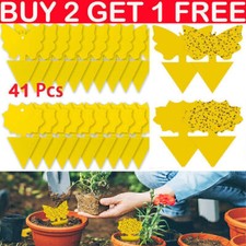 41Pcs Yellow Sticky Fly Trap Paper Traps Fruit Flies Insect Aphids Glue Catcher