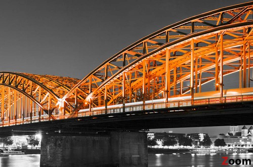 Leinwand Bild Köln Panorama Schwarzweiß Kunst Rot Nacht - Bild 4 von 5