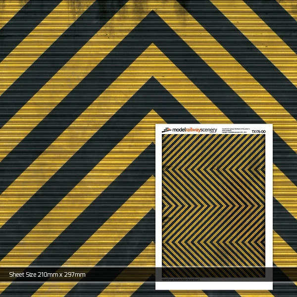 MODELRAILWAYSCENERY 5 x SHEETS CHEVRON HAZARD STRIPE DEPOT DOORS OO GAUGE MODEL RAILWAY TX176-OO