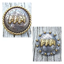 Scarf SLIDE Wild Rag Western Cowboy Slide Cowgirl Buckaroo Concho 3 horse heads