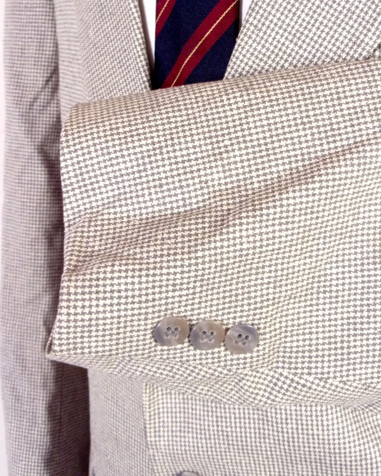 Blazer microhoundstooth cinza tweed lã mistura seda roupas regência euc 43 L - Imagem 2 de 4