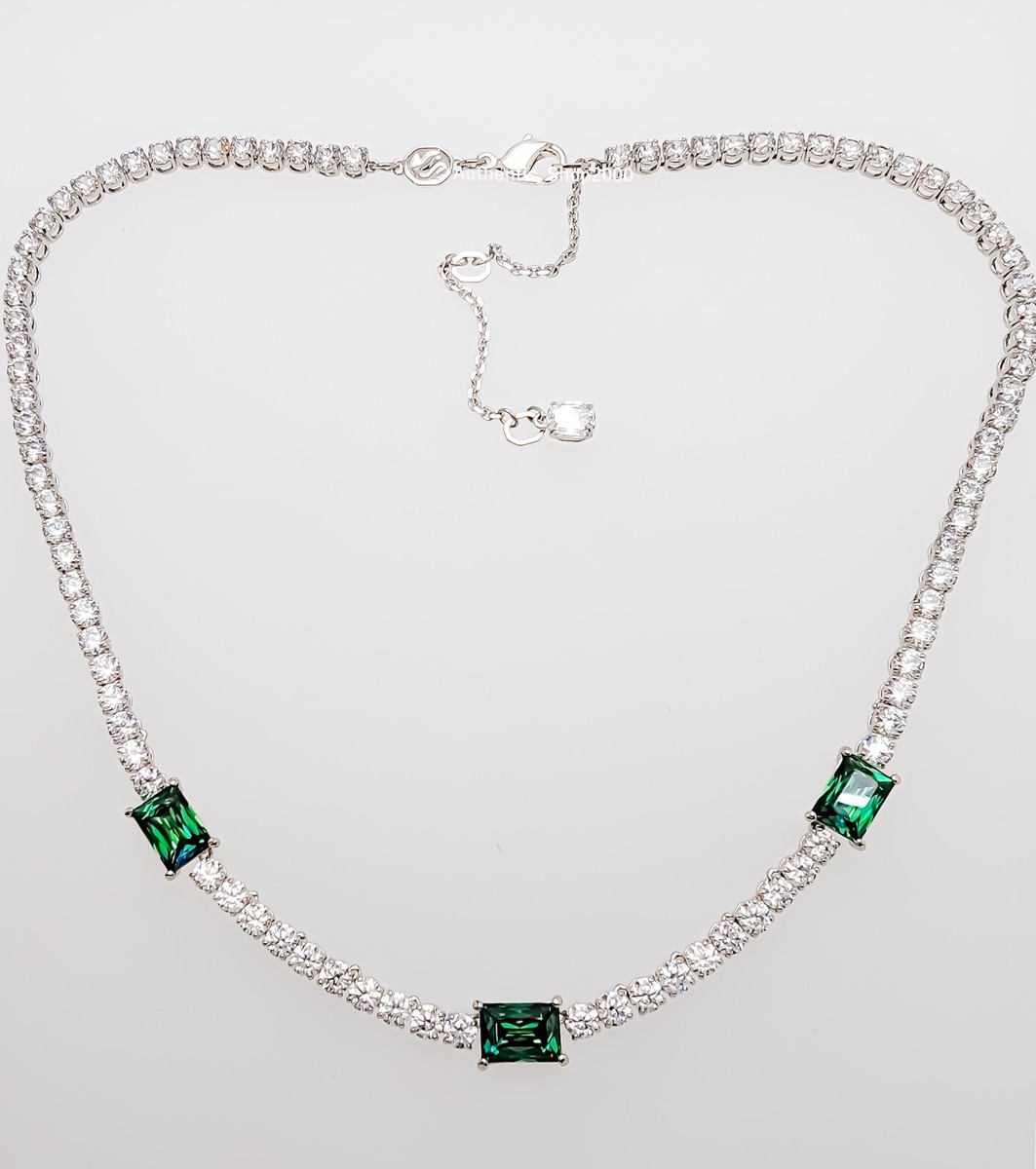 NEW 100% Authentic SWAROVSKI Sparkle Green White Matrix Tennis Necklace 5666168 NEW 100% Authentic SWAROVSKI Sparkle Green White Matrix Tennis Necklace 5666168
