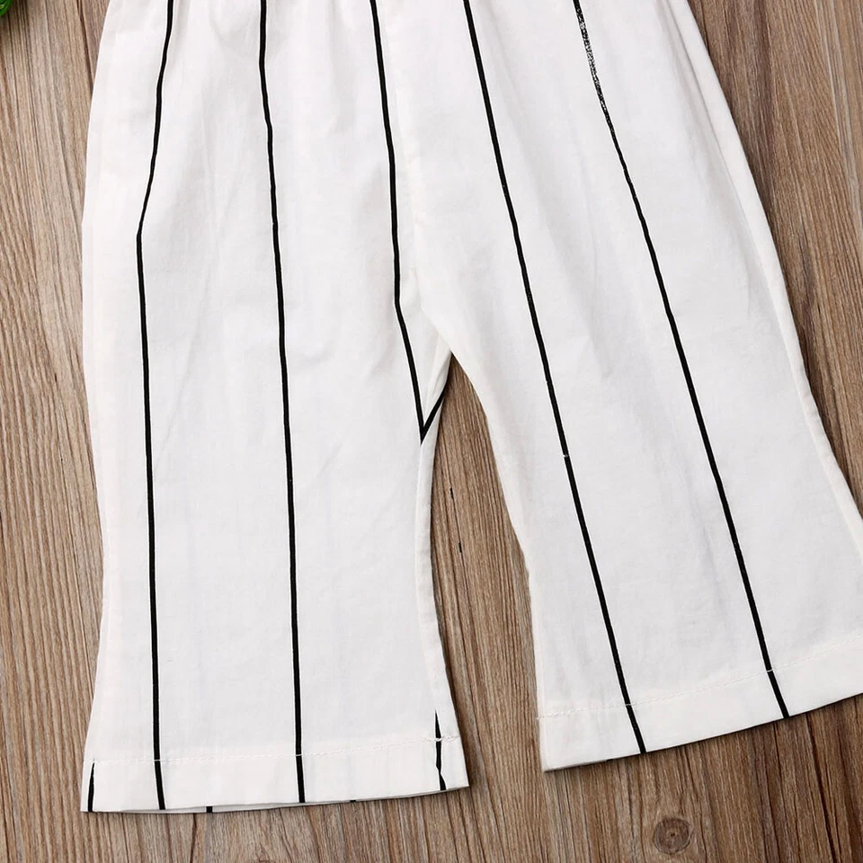 Toddler Kids Baby Girl Outfits Halter Romper Striped Jumpsuit Bodysuit Clothes - Image 2 of 4