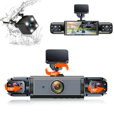 360°  View 4 Channel Dash Cam Front and Rear Inside Left Right Dash Camera +64GB