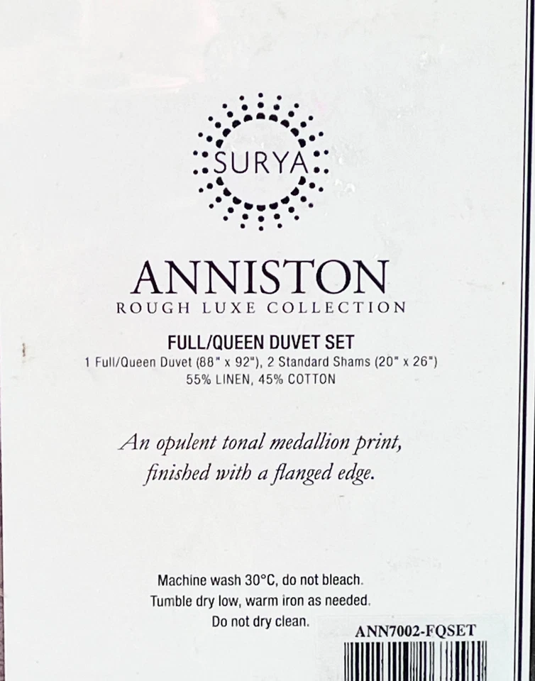 Surya ANNISTON LINEN / COTTON BLEND Duvet Cover Set - FULL / QUEEN 88'' X 92" - Image 4 of 4