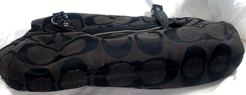 Coach Tasche schwarz Signaturdruck Reißverschluss oben Lacklederbesatz K1120-18979 Large - Bild 11 von 13