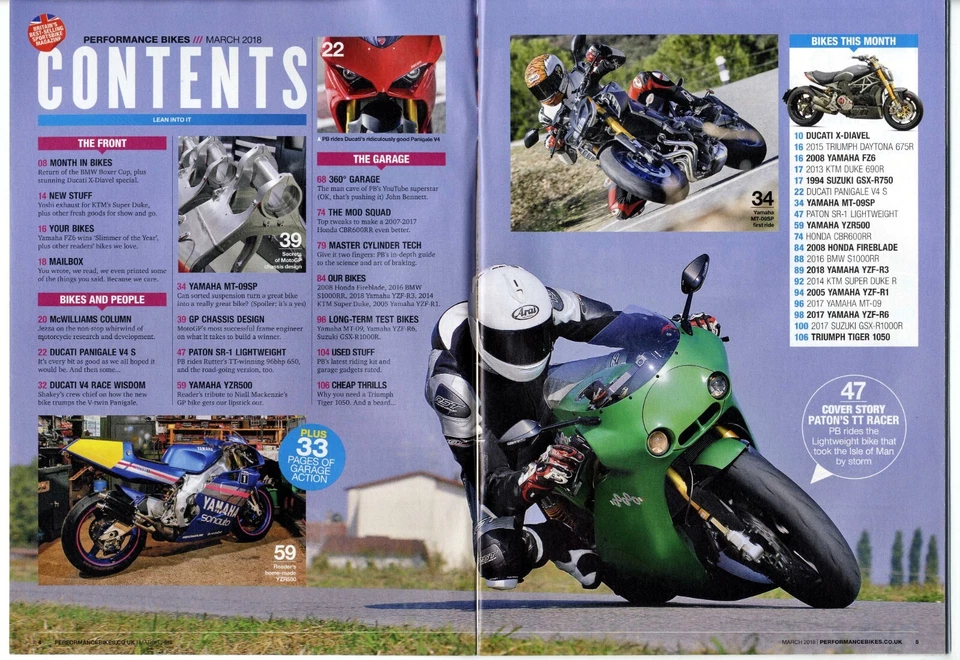 PERFORMANCE BIKES MAGAZINE MARCH 2018-DUCATI PANIGALE V4 / DUCATI X-DIAVEL / V4 - Image 2 of 4