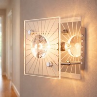 Kristallleuchte Wandlampe Treppenhausleuchte Chrom Kristall Teilsatiniert Glas