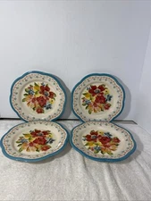 Four (4) Pioneer Woman ~ Wildflower Whimsy ~ Stoneware ~ 8.75" Salad Plate