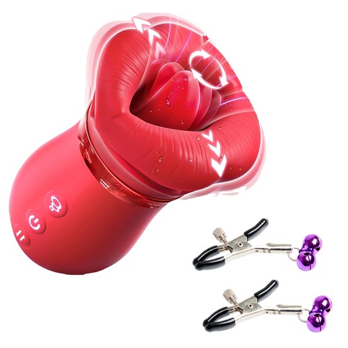 Tongue Licking Sucking Vibrator Nipple Oral Clit Stimulator Sex Toys for Women - Picture 12 of 17