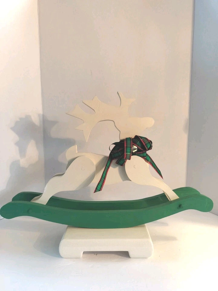 复古木制彩绘手工驯鹿摇马桌面/树下装饰 — 第 3/4 张图片