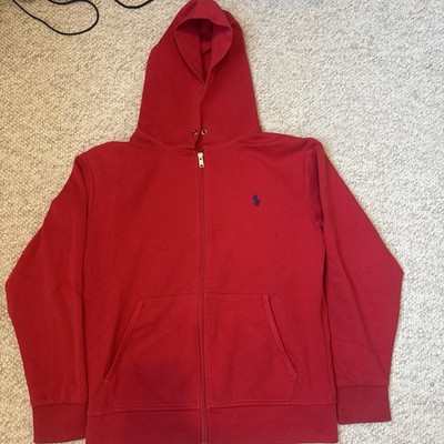 Polo Ralph Lauren Red Cotton Full Zip Hoodie Men's Size S Hooded