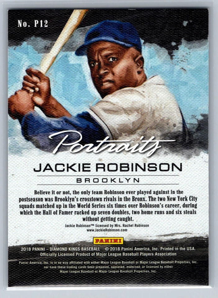 2018 Panini Diamond Kings #P12 Jackie Robinson Portraits - Image 2 of 2