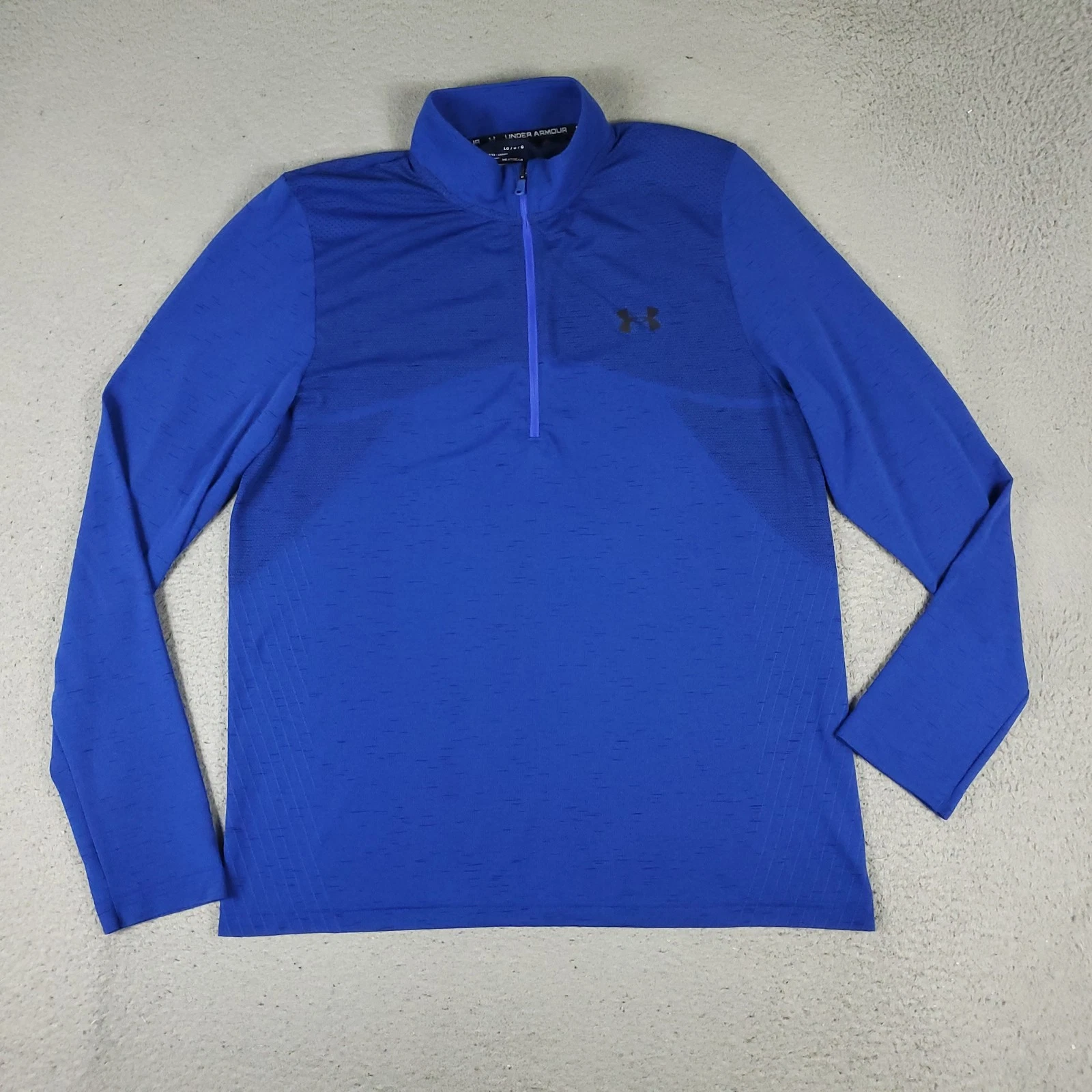 Under Armour Shirt Mens Large Blue HeatGear Fitted Athletic Quarter Zip Pullover