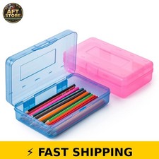Mr. Pen Plastic Pencil Case Box, 2 Pack - Pink  Blue