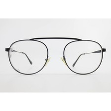 Otis + Grey OG 20216 BK Black Double Bridge Round Metal Eyeglass Frames