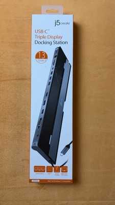 j5create JCD543 USB-C Triple Display Docking Station 13-in-1 VGA HDMI Ethernet