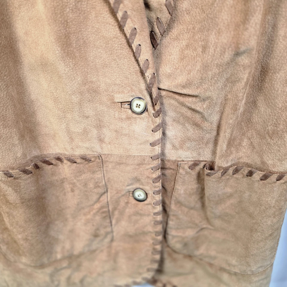 Chaqueta de cuero marrón estilo occidental medio renacentista vintage para mujer  Foto 3 de 4