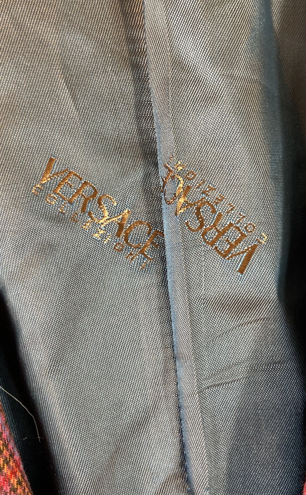 Versace Collection Men's Red Burgundy Plaid 2-Button Blazer Sport Coat Sz 50 R - product detail image 4