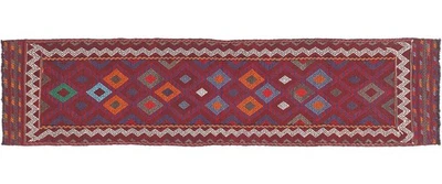 Afghan Kelim Soumakh Ghalmuri Teppich 60x270 Handgewebt Läufer Rot Geometrisch - Bild 1 von 4