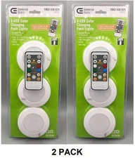 Color Changing Puck Lights w/ Remote Control LED Commercial Electric (2 PACK)