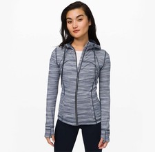 Lululemon Hooded Define Jacket in Herringbone Heathered Nocturnal Teal White 12