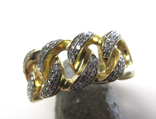 Men's Natural Diamond Estate Ring Chain Style 10k Solid Gold Size 10.5 NO RESERV