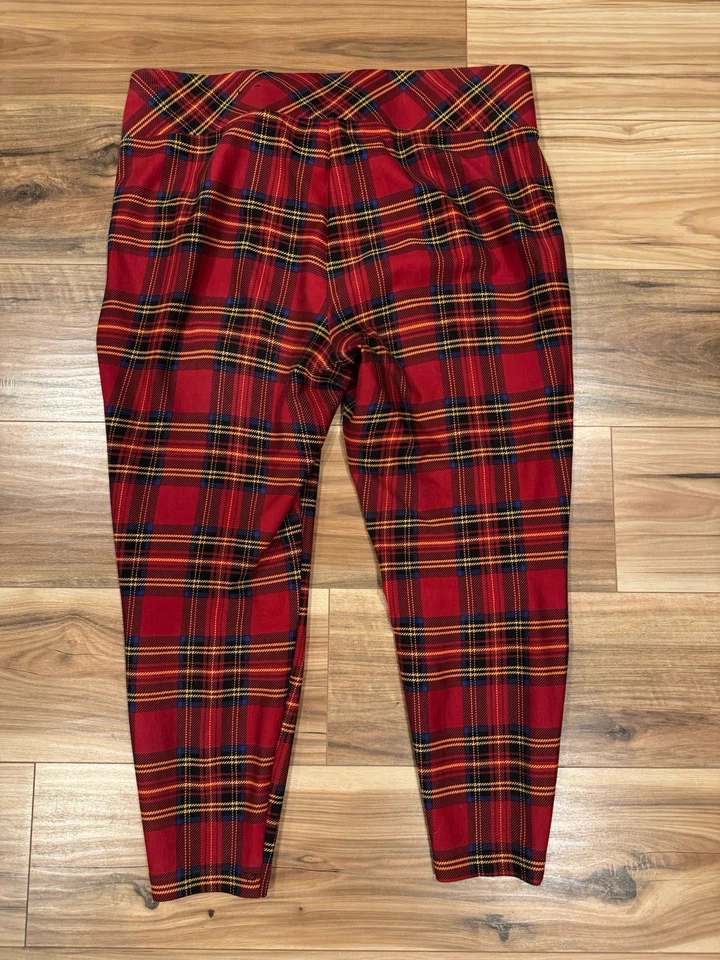 Torrid Betsey Johnson Stretch Pants/Leggings Red Plaid - Size 2X - Image 2 of 4