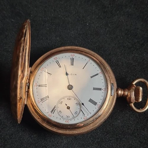 Antique gold plated Full hunter Elgin Pocket Watch W/O c1910 ref4382