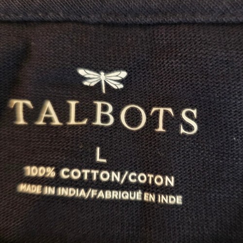 Talbots Womens Long Sleeve Top Navy Blue Scottie Dog Holiday Christmas Large L - Picture 7 of 13
